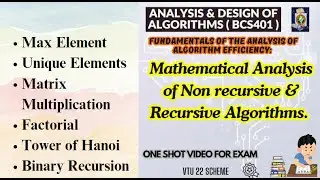 ADA BCS401 Mod1: Mathematical Analysis of Non-Recursive & Recursive Algorithms 