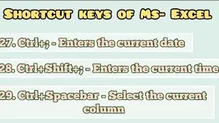 All Shortcut keys of MS-EXCEL|| Educational Video ||