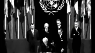 Signing the UN charter for world peace