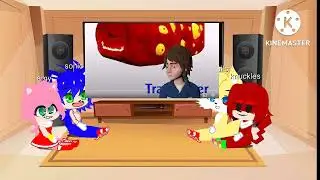 sonic characters react to gregory and roxanne Wolf react to security breach clay art