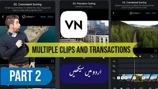 How to add multiple clips and how to add transactions in VN video editor
