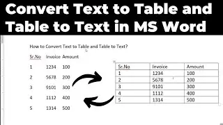 Text To Table || Table to Text in MS Word || Table of Contents in MS Word || Table Tools in MS Word