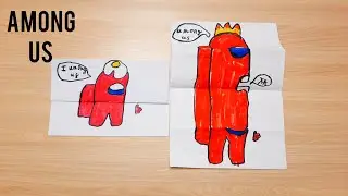 Рисуем AMONG US Раскладной. Два героя из компьютерной игры Амонг Ас. Поделка.