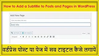 How to Add Subtitle/Secondary Title for Posts and Pages in WordPress