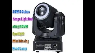 30W 8 Gobos Stage Light Rotating RGBW Spotlight Mini Moving Head Lamp