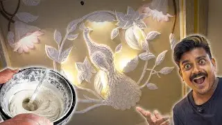 DIY Peacock Mural Design with Wall Putty and POP in 2024