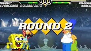 Mugen - Sunset & Spongebob VS Homero & Marge (Requested by  Paco Barradas)