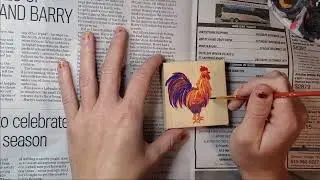 Rooster Magnet Painting