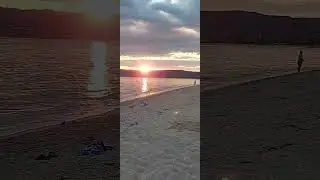 Sunset at Paralia Ofriniou beach, Greece