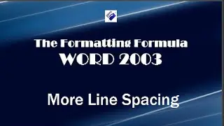 Word 2003   More Line Spacing - Learn how to double space your document
