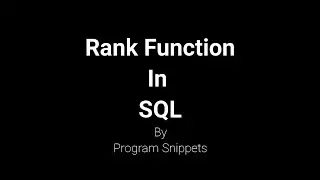 Rank Function In MS SQL Server