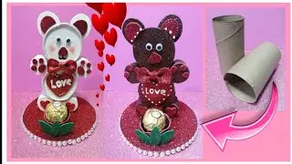 Manualidad para san Valentín 💕con un tubo de cartón 🐻