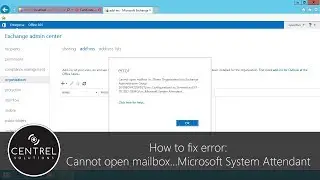 Cannot open mailbox/o=first organization/ou=exchange administrative group microsoft system attendant
