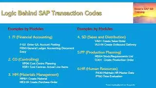 Logic behind SAP Transaction Codes | Sivan's SAP SD Training