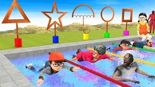Scary Teacher 3D vs Squid Game Swimming Pool Swimming Win or Error 5 Times Challenge Granny Loser