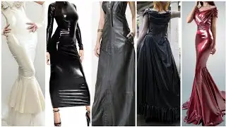 newest version of woman latex long dress design