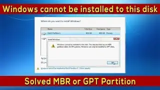 Fix Windows cannot be installed to this disk(GPT to MBR Easy) Save all data 100% Windows 10