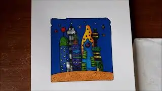 Sci fi Skyscrapers Drawn on Disk Jet Outline