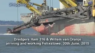 Dredgers Ham 316 and Willem van Oranje at work . .