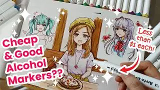 Coloring my cute anime girls drawing with alcohol markers | Arrtx Alcohol Markers Review ALP80 #draw