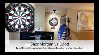 CapnMorgan vs Scott on granboard - two different 3 leg medleys