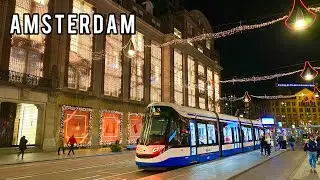 🇳🇱 Amsterdam Christmas Street Lights 2022 - 4K Night Walking Tour