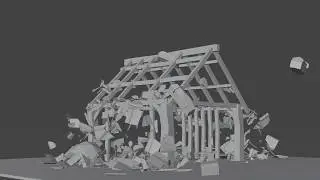 Roof collaps simulation in Blender 2.83 (Genteng ngolosod, ambyar)