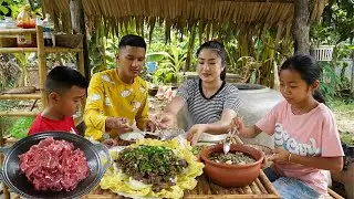 4 chefs in countryside have a happy lunch on weekend - Cook and eat