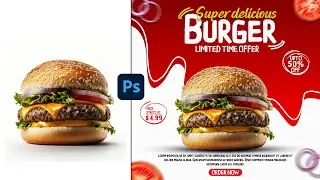 Photoshop Tutorial | Graphic Design | Burger Poster Design 🍔⚡.