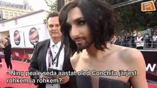 Conchita Wurst on the red carpet of Eurovision Vienna (Reporter Kanal2 Estonia)