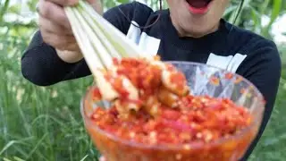 ASMR MUKBANG eating Lemongrass with Salt and Chili Sauce