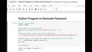 Day 11 : Python Program to Generate Password
