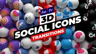 3D Social Icons Transitions (After Effects Template - Premiere Pro Mogrts)