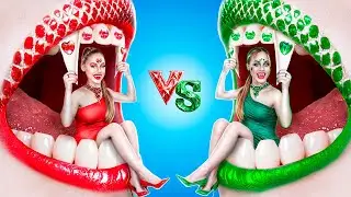 Einfarbige Challenge! Smaragdmädchen vs Rubinmädchen! Wie man ein Vampir wird
