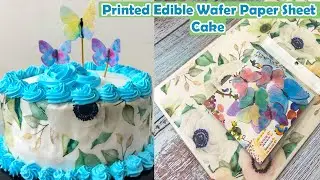 How to Use Printed Edible Wafer Paper Sheet | Wafer Butterflies | Apply Edible Wafer Sheet on Cake