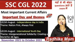 Important Days and themes | November 2021 to October 2022| SSC CGL 2022 current affairs