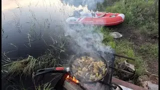 ГОТОВИМ ГРИБЫ С КАРТОШЕЧКОЙ! ИЗБА В ЛЕСУ! РЫБАЛКА У ОСТРОВА!