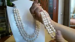 Колье из жемчуга, переделка старых бус из жемчуга, до и после