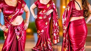 How To Drape Satin Silk Saree Perfectly || Satin Saree Draping Style ||