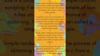 Define Simple Random Sampling