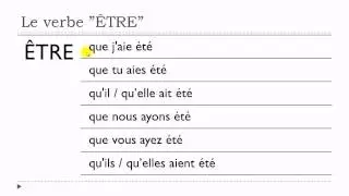 French lesson # Verbe ÊTRE = Subjonctif = Passé