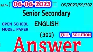 Rajasthan State Open School 12th English model Paper 2023/RSOS 12th English Model Paper 2023