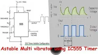 IC555 timer Astable Multi vibrator output wave forms | Electronics lab tutorials