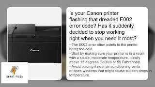 Canon Printer Error Code E002 – Low Temperature Error Fix