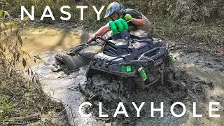 Can the Honda hang with the big boys in 1 NASTY Hole?! Who will make it? ATV mudding.