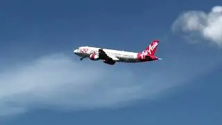 Airasia A320 100th Dragon Livery takeoff at Runway 07 in Kuching International Airport
