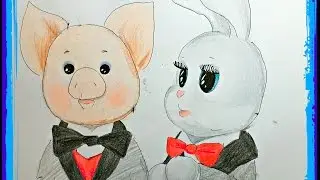 Как нарисовать Хрюшу и Стипашку.