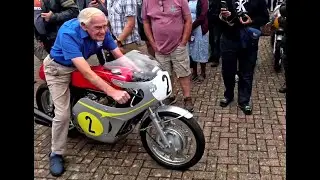 Sammy Miller Honda Day July 2024 with Allen Millyard riding Honda 6 RC374 replica