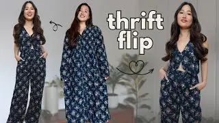 EASY THRIFT FLIP | Fall Inspired 🍁 Matching Vest and Pants | THRIFT STORE CLOTHING MAKEOVER