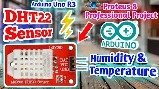 DHT22 Temperature and Humidity Sensor in Proteus 8 Professional with Arduino IDE coding in 2024♨️